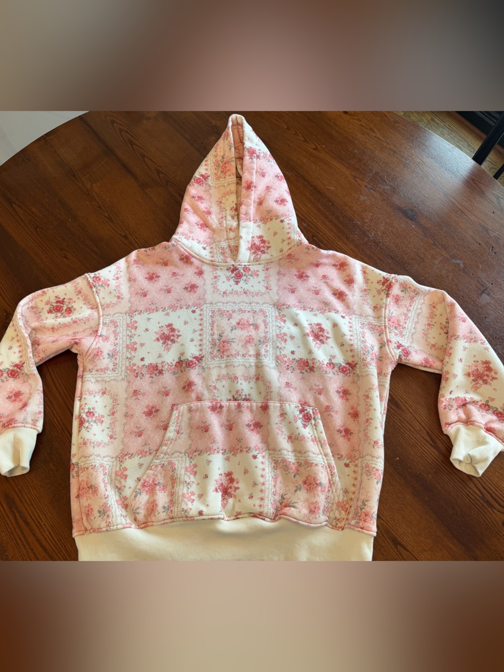 Altar'd State Pink Floral Patchwork Hoodie